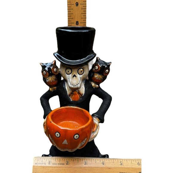Yankee Candle Halloween 2010 Boney Bunch Owl Tea Light Holder By Mark Cook - Picture 6 of 7